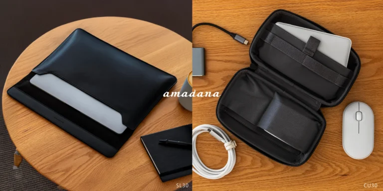 CORDURA® Ballistic 1000D素材を使用した、PCスリーブ「SL30」とユーティリティケース「CU30」の製品画像。
