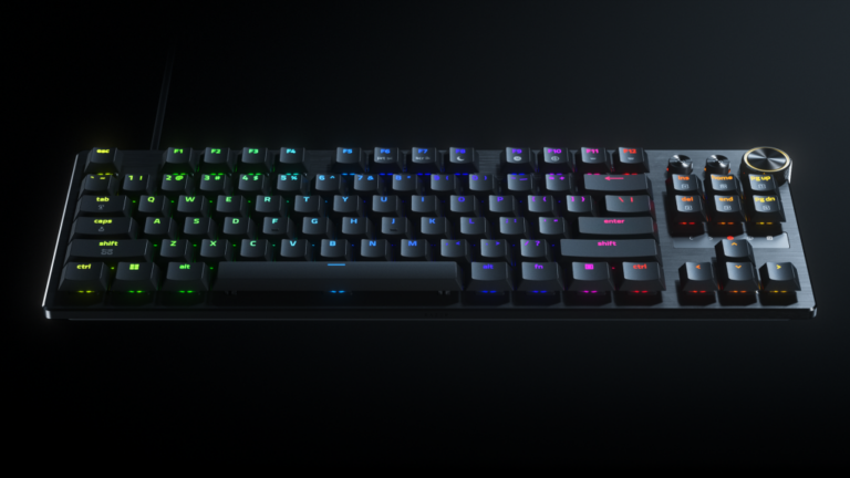 Razerの新型低プロファイル版アナログオプティカルキーボード「Huntsman V3 Pro Low-profile Tenkeyless 8KHz」の製品画像。