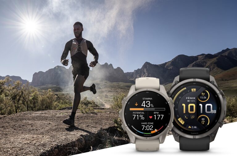 Garmin fēnix 9シリーズの製品ラインナップを示す、複数のサイズのスマートウォッチの画像。