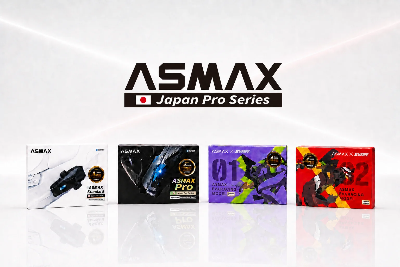 ASMAXのスマートバイクインカム3モデルの製品ラインナップ。