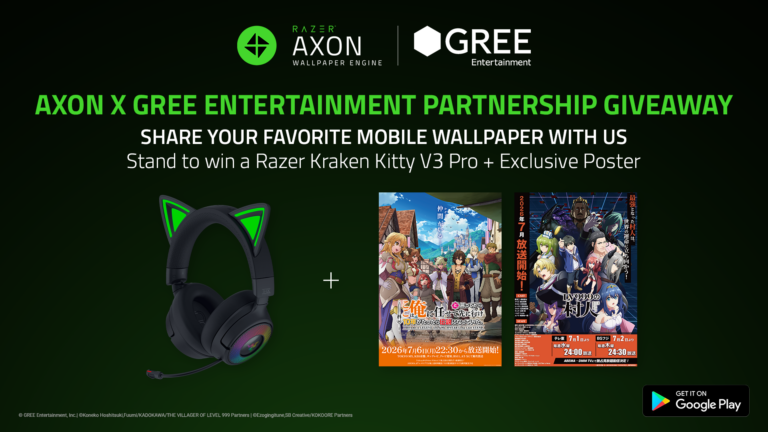 Razer AxonとGREE Entertainmentの提携による、2026年夏アニメの公式壁紙提供に関するプレスリリースの引用画像。