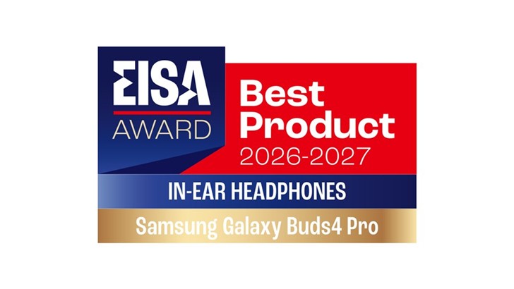 Samsung Galaxy Buds4 Proの製品外観と、その洗練されたメタル仕上げのデザインを示す画像。